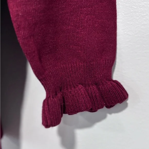 Red Ruffled Button Sweater - Picture 2 of 4